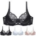 thumbnail image 4 of harmtty Women See-through Breathable Lace Flower Push Up Bra Underwear,White 36C, 4 of 7