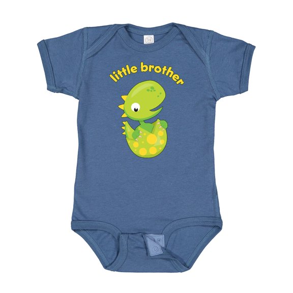Inktastic Little Brother Dinosaur Boys Baby Bodysuit