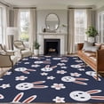 thumbnail image 3 of Area Rug 72×108in, Japanese Style Rabbit Floor Carpet Living Room Rug, Cherry Blossom Cute Pet Non-Slip Welcome Mat Indoor Rugs for Bedroom Dining Room, 3 of 9