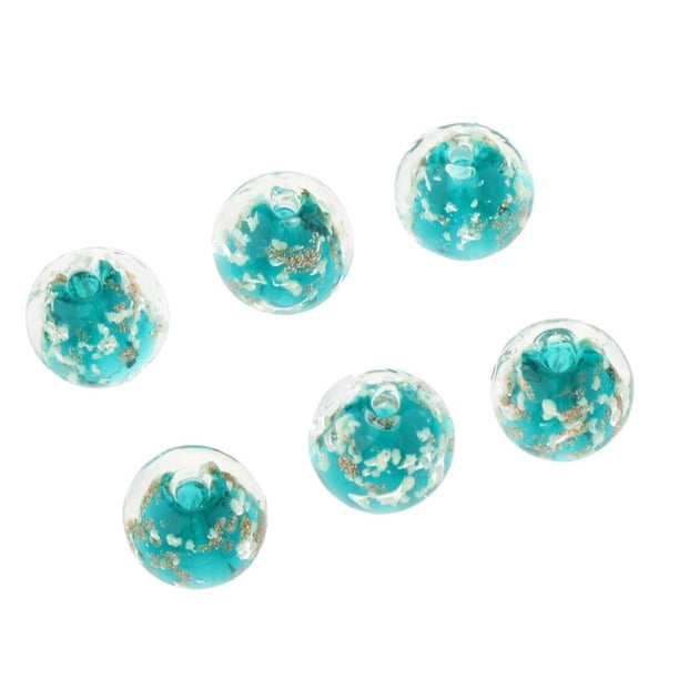 6 cuentas de vidrio redondas luminosas para pulseras, collares y joyas. Fruta verde