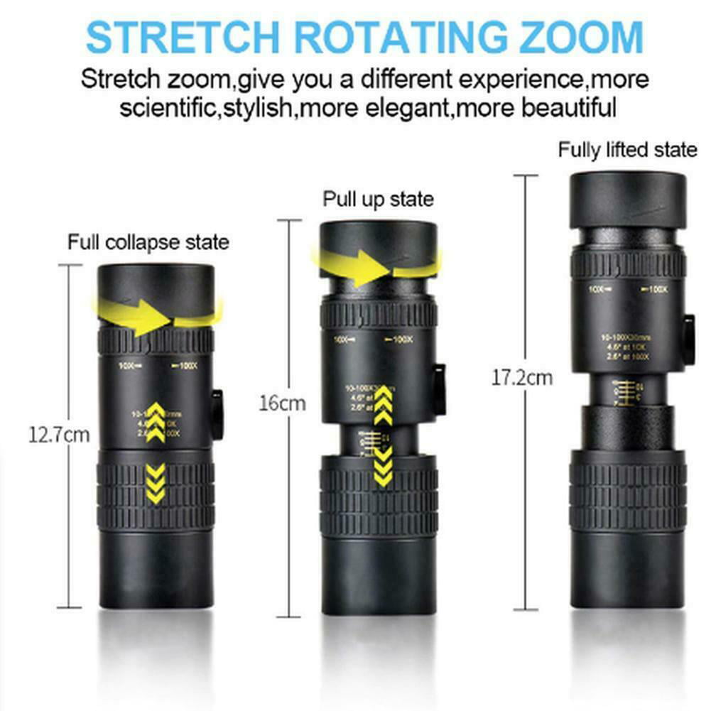 4K 10-300X25mm Super Telephoto Zoom Monocular Telescopes Can Connected Phone for Beach Travel//Bird Watching//Hunting//Camping//Travelling//Hiking with Tripod and Clip