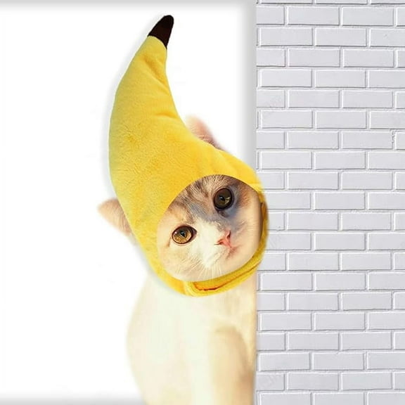 Pet Banana Hat Adorable Pet Headwear Headgear Costume Shaped Soft Cap Applies to Cats Kitten Puppy Small Dogs Perfect for Christmas Halloween Thanksgiving
