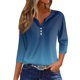 thumbnail image 1 of Blusa casual Cotecram para mujer, manga 3/4, cuello en V, azul, talla XL, 1 of 5