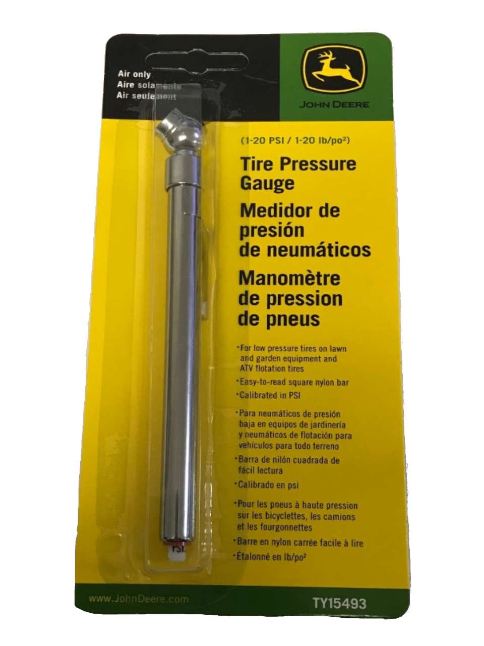 John Deere Tire Pressure Gauge 120 lb TY15493