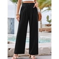 thumbnail image 6 of Women'S Wide Leg Dress Pants High Waisted Trousers Business Casual Slacks Button Palazzo Pant Black L, 6 of 9