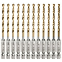 Uxcell 12pack Hex Shank Drill Bit 1/8" M35 High Speed Steel Titanium Coated Twist Drill Bit 90mm Long with 1/4" Shank