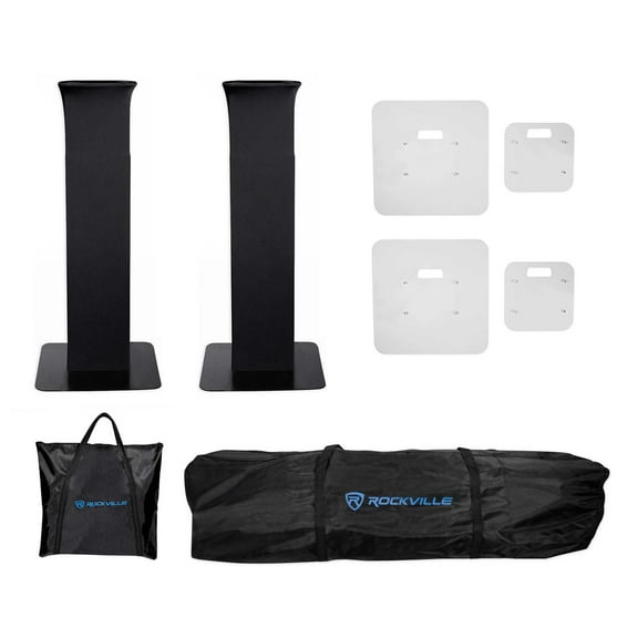 2 Rockville RTP82B 8 Ft. Black or White Totem Moving Head Light Stands Scrim Bag