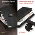 thumbnail image 5 of Wallet Case for Samsung Galaxy A54 5G, 9 Card Holder Slots Zipper Pocket Handbag Case Magnetic Closure Kickstand with Wrist Strap TPU Shockproof Flip Case - Retro Braun, 5 of 14