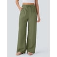 thumbnail image 5 of Women'S High Waist Drawstring Wide Leg Linen Blend Casual Pants with Pockets Olive Green XXXL, 5 of 7