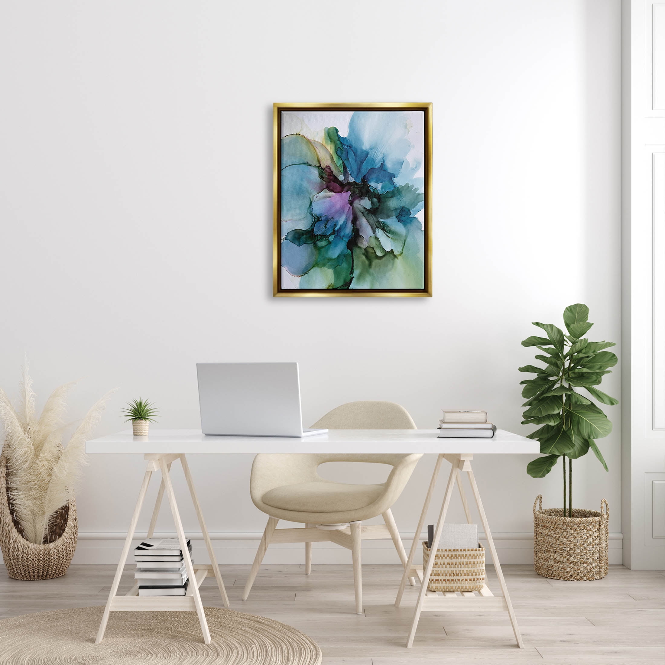 Blooming Abstract Arrangement Abstract Graphic Art Metallic Gold Framed Art Print Wall Art