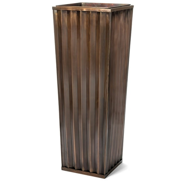 H Potter Jardinière Haute Extérieure Intérieure Patio Terrasse Fleur Nervurée Jardin Fini Cuivre Antique Grande
