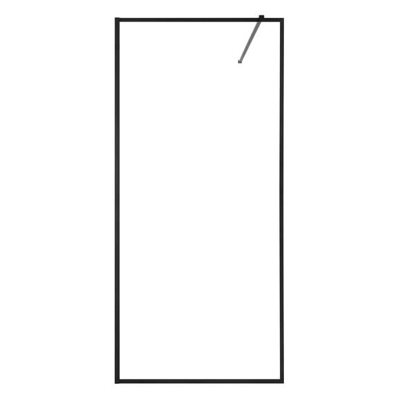 KFFKFF Fixed Glass Shower Panel, 34 x 73.6 in Full-Framed Shower Screen, 5/16 in Thick Clear Tempered Glass with Bottom Seal Strip and Hardware, Easy to Maintain, for Bathroom, Matte Black