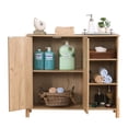 thumbnail image 5 of JERFIT Mid-Century Modern Accent Cabinet with Rattan Doors and Open Shelves, Adjustable Storage Organizer for Living Room, Dining Room, Natural, 5 of 8