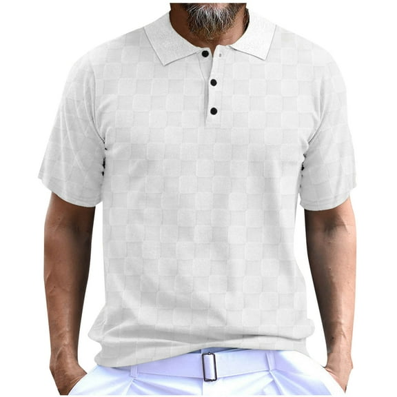Maean Mens Shirts Short Sleeve Buttons Collared Summer Causal Tee Textured Plaid Loose Tshirts Tops