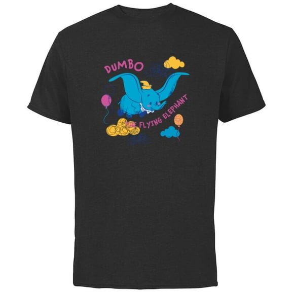 Disney Classic Dumbo the Flying Elephant - Short Sleeve Cotton T-Shirt for Adults - Customized-Black
