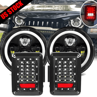 7" Round LED Headlights + 4" Fog Lights Combo Kit For Jeep Wrangler JK (2007-2017)
