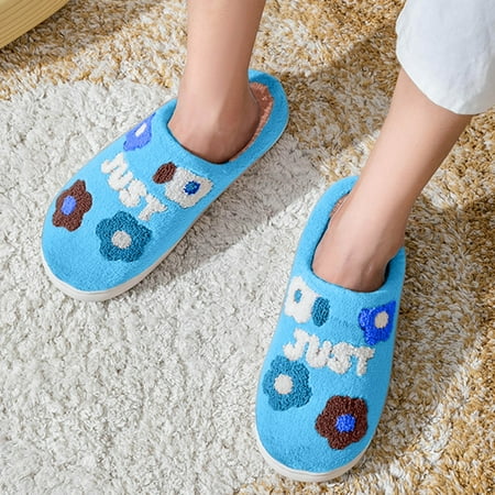

〖Yilirongyumm〗 Blue 39 Slippers For Women Slippers Autumn And Winter Fashion And Comfortable Home Interior Warm Thick Bottom Soft Nonslip
