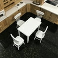 thumbnail image 5 of Toys 1:12 Dollhouse Miniature Furniture Wooden White Dining Table Chair Model Set White, 5 of 8