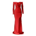 thumbnail image 4 of Baqcunre Wedding Guest Dresses For Women Women High Split Long Formal Evening Dress Maxi Party Gown Sleeve Slit Dress Prom Long Dress Homecoming Dresses Formal Dresses For Women Red Dress XL, 4 of 6