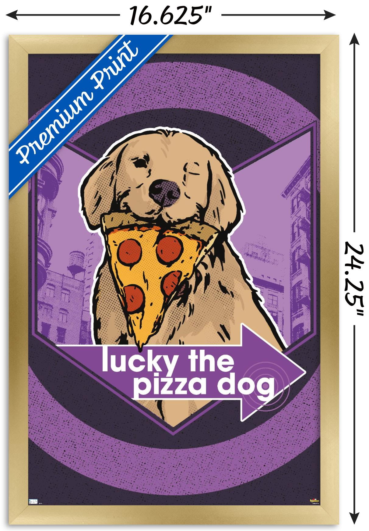 Marvel Hawkeye - Lucky (Pizza Dog) Graphic Wall Poster, 14.725" x 22.375" Framed