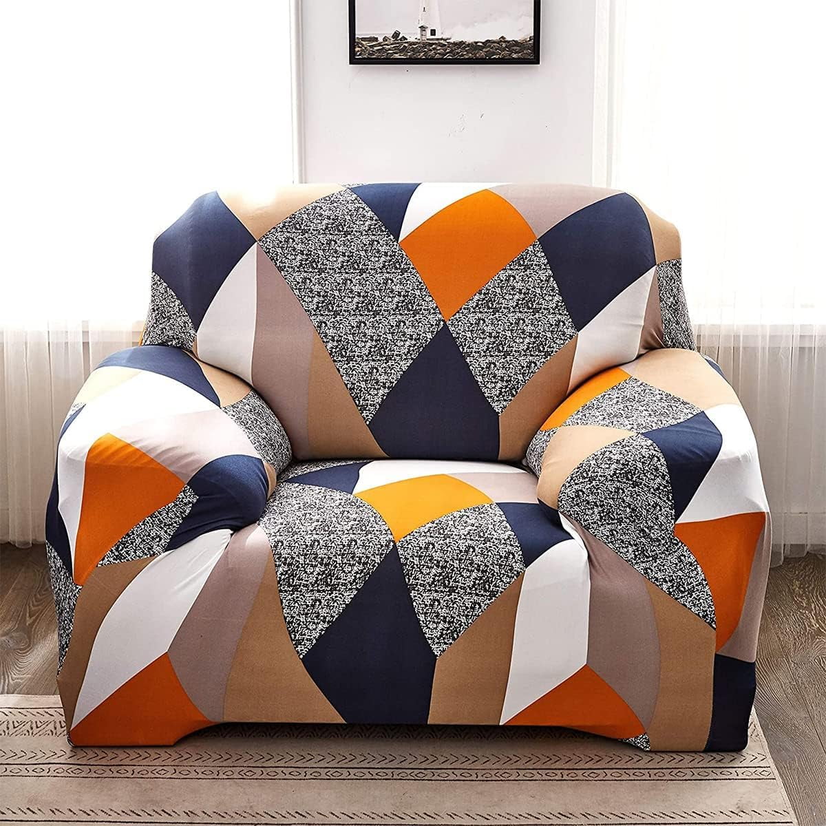 Yumcute Washable Sofa Cover Fit Stretch Slipcover Elastic Fabric Printed Pattern Chair Loveseat Couch Settee Non Slip Sofa Covers Furniture Cover Protector