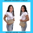 thumbnail image 4 of Cowhide Leather Womens Shoulder Purse Small Cross Body Organizer Bag with Many Pockets, 4 of 7