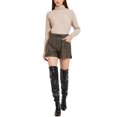 thumbnail image 2 of INSPIRE CHIC Women's PU Shorts High Waisted Elastic Waist  Faux Leather Pants with Pockets S Coffee, 2 of 6