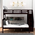thumbnail image 2 of Harper & Bright Designs Twin Over Full Bunk Bed with Storage and Guard Rail for Bedroom, Espresso, 2 of 8