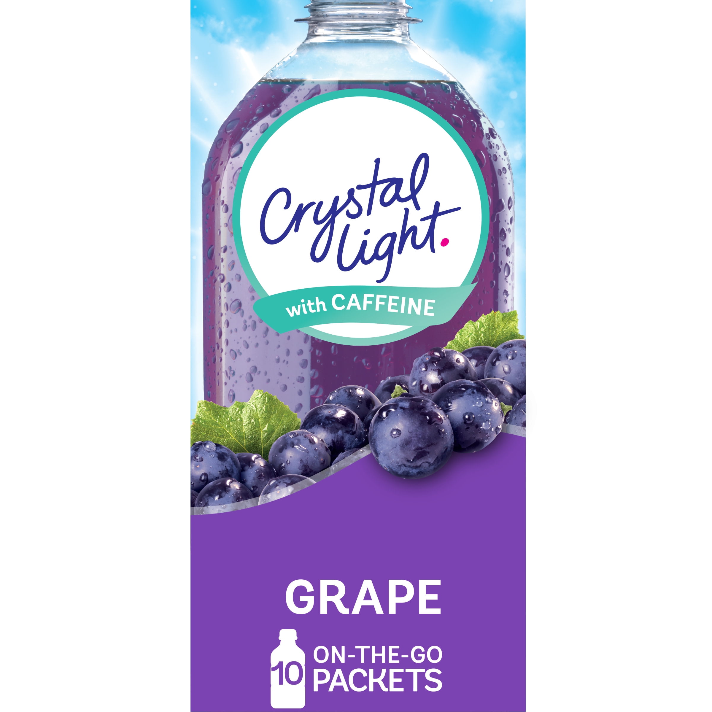 Crystal Light Grape Sugar Free Drink Mix Singles with Caffeine, 10 ct On-the-Go-Packets