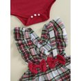 thumbnail image 7 of Suealasg 3Pcs Baby Girl Fall Clothes Flying Sleeve Romper +Plaid Print Suspender Skirt + Headband Set 3 6 12 18 24 Months Infant Girl Autumn Outfits, 7 of 7