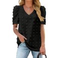 thumbnail image 2 of Tops de manga corta con mangas abullonadas, camiseta de verano con cuello en V y mangas abullonadas, camiseta de lunares suizos con cuello en V, confiabilidad excepcional, 2 of 5