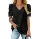thumbnail image 1 of Verano V Cuello Puff Manga Camiseta Señora Suelta Casual Suizo Punto Manga Corta Blusa Tops para Citas Negro XXL, 1 of 5