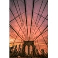 thumbnail image 2 of R. Veizaga, Christopher 11x14 Black Ornate Wood Framed with Double Matting Museum Art Print Titled - Brooklyn Bridge Sunset, 2 of 4