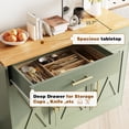 thumbnail image 5 of Walsunny Sideboards Buffets Cabinet Table 42.5" with 2 Drawers 3 Doors Adjustable Shelf Farmhouse Coffee Bar Cabinet with Storage for Kitchen Living Room Dining Room Green, 5 of 8