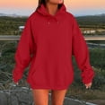 thumbnail image 2 of HAPIMO Women's Oversize Hoodies Casual Long Sleeve Pullover Tops Fall Classic Comfy Hoodie Solid Kangaroo Pocket Hooded Sweatshirts Red XL, 2 of 5