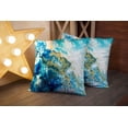 thumbnail image 2 of Set of 2 Blue Gold Abstract Painted Background Texture Fragment Acrylic Painting Canvas Strokes Throw Pillow Covers 18X18 Inch Decorative Pillow Cases for Couch Bedroom Living Room, 2 of 6