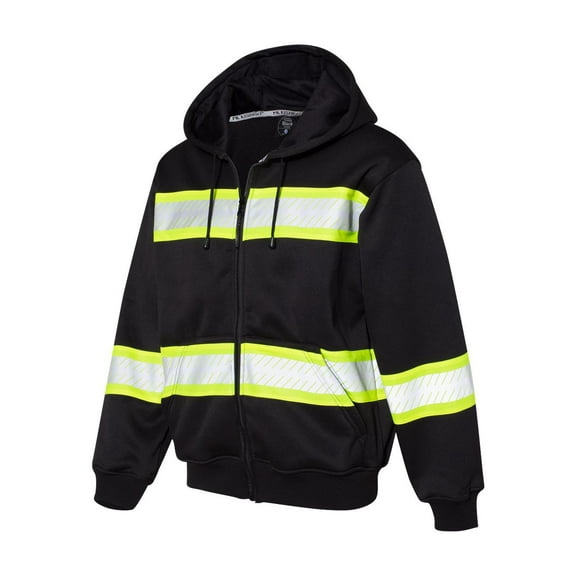 Kishigo Enhanced Visibility Full-Zip Hooded Sweatshirt B310 Black/ Lime XL