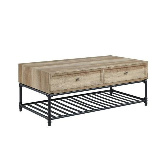 LV00748 - Coffee Table, Oak & Sandy Black Finish - Brantley