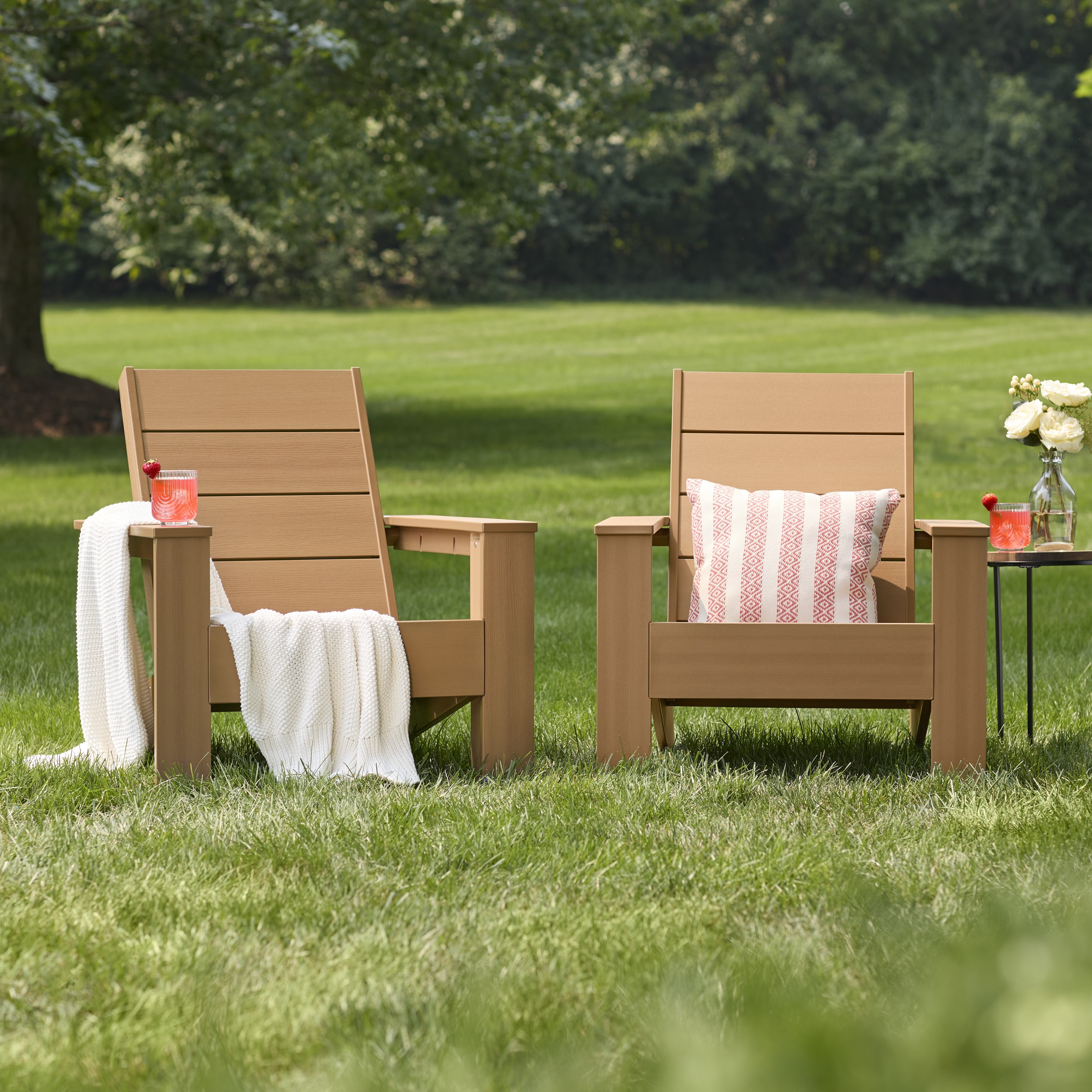 Better Homes & Gardens Ezra Outdoor HDPE Adirondack Chair, Teak