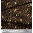 thumbnail image 2 of Soimoi Brown Rayon Fabric Leaves & Flowerpecker Bird Print Fabric by Yard 58 Inch Wide, 2 of 5