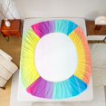 thumbnail image 4 of Manfei Ink Rainbow Fitted Sheet Queen, Watercolor Stripes Lines Bedding, Blue Pink, 3 Pieces, 1 Fitted Sheet and 2 Pillowcases, 4 of 6
