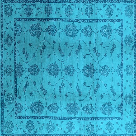 Ahgly Company Indoor Square Oriental Light Blue Industrial Area Rugs, 5' Square