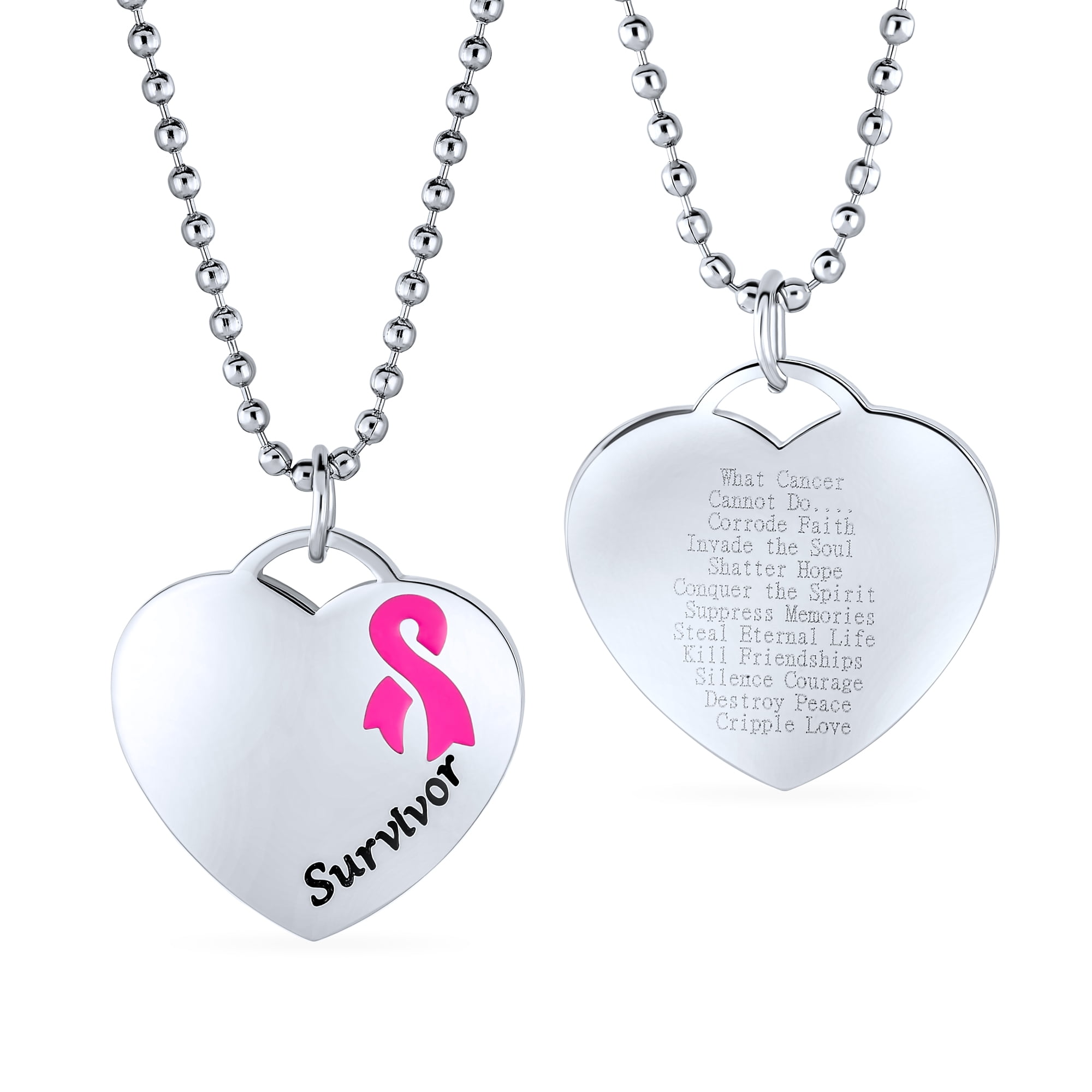 With Gratitiude For Life Silver Plated Round Rose Quartz Breast Cancr Awareness Necklace 
