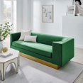 thumbnail image 2 of Sofa, Green, Velvet, Modern Contemporary, Mid Century Living Hotel Lounge Cafe Lobby, 2 of 10
