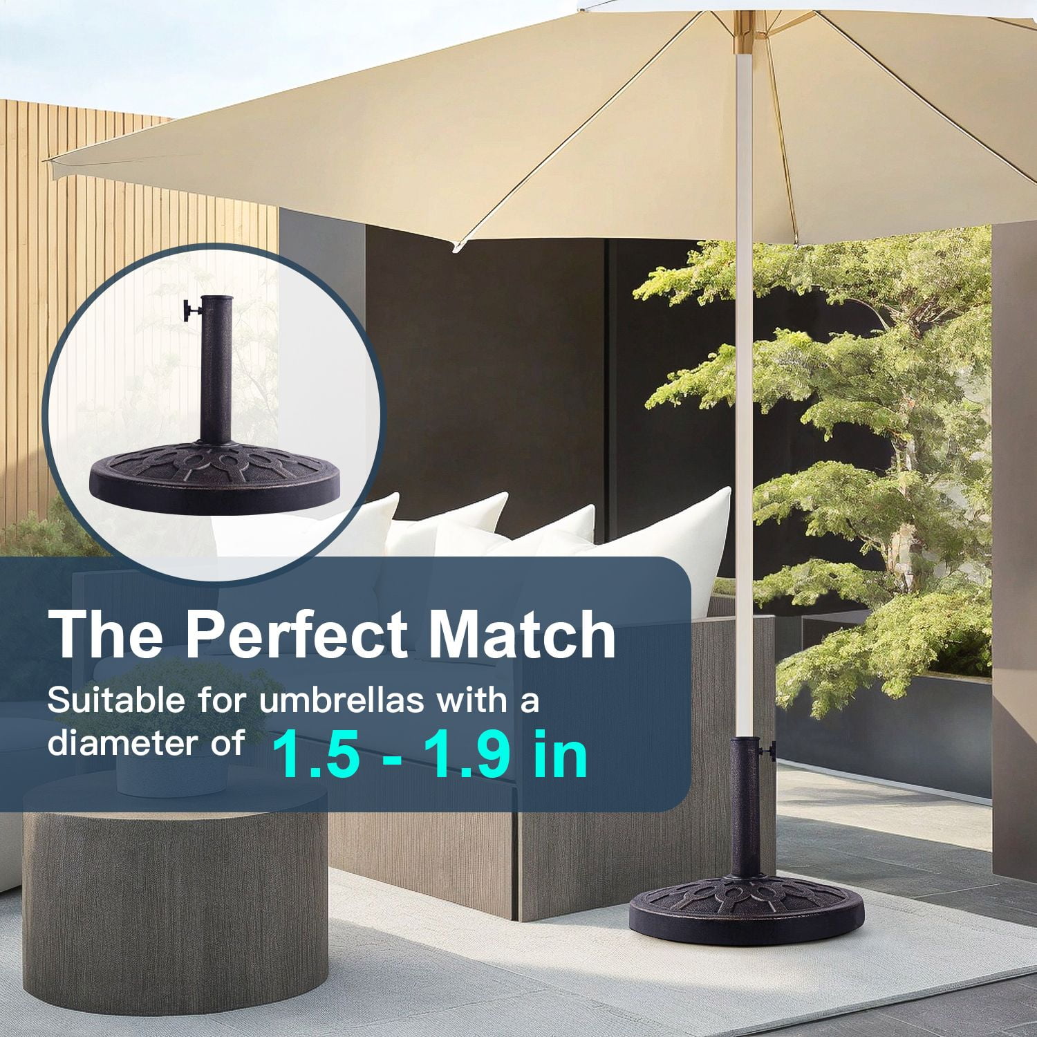 Aimee Lii 30lbs 18 Inches Heavy Duty Outdoor Patio Market Umbrella Base, Patio Umbrella Stand