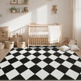thumbnail image 3 of Garvee 3'x5' Modern Checkered Area Rug Washable Rug, Soft Low Pile Non Slip Diamond Carpet Plaid Print Rug for Living Room Bedroom Dining Room, Black, 3 of 6