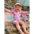 thumbnail image 5 of BemeyourBBs Toddler Baby Girl One Piece Swimsuit with Hat Infant Baby Bathing Suit Rash Guard Strawberry Bow Cherry Print Long Sleeves Front Zipper Swimwear Summer Beachwear, 5 of 9