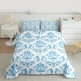 thumbnail image 2 of Homewish Vintage Western Damask Bedding Comforter Set for Adult, White Blue Flower Print Twin Comforter Sets, Boho Mandala Reversible Bedding Set, Ultra Soft Bedroom Decor, 2-Piece, 2 of 8