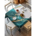 thumbnail image 6 of Aqua White Marble Table Cloth, Nature Marble Crack Yellow Lines Art Waterproof Tablecloth for Square Tables, Reusable Washable Fabric Table Cover for Restaurant Kitchen Dining Tables 54"x54", 6 of 6
