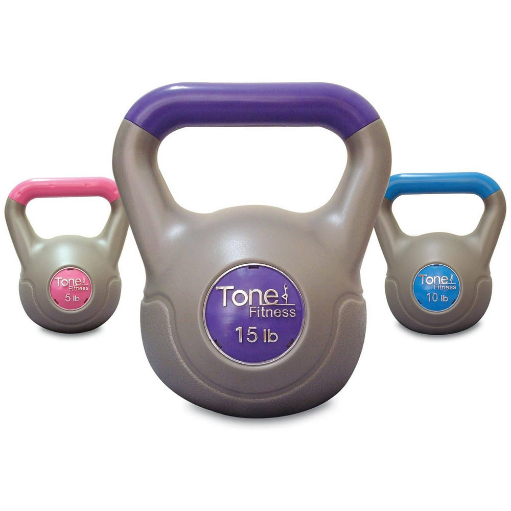 Tone Fitness 30 lbs Kettlebell Set, Includes 515 lbs
